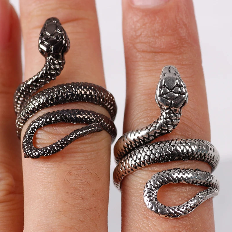 Fashion Retro Snake Ring Hip Hop Rock Men And Women Jewelry Adjustable Opening Ring