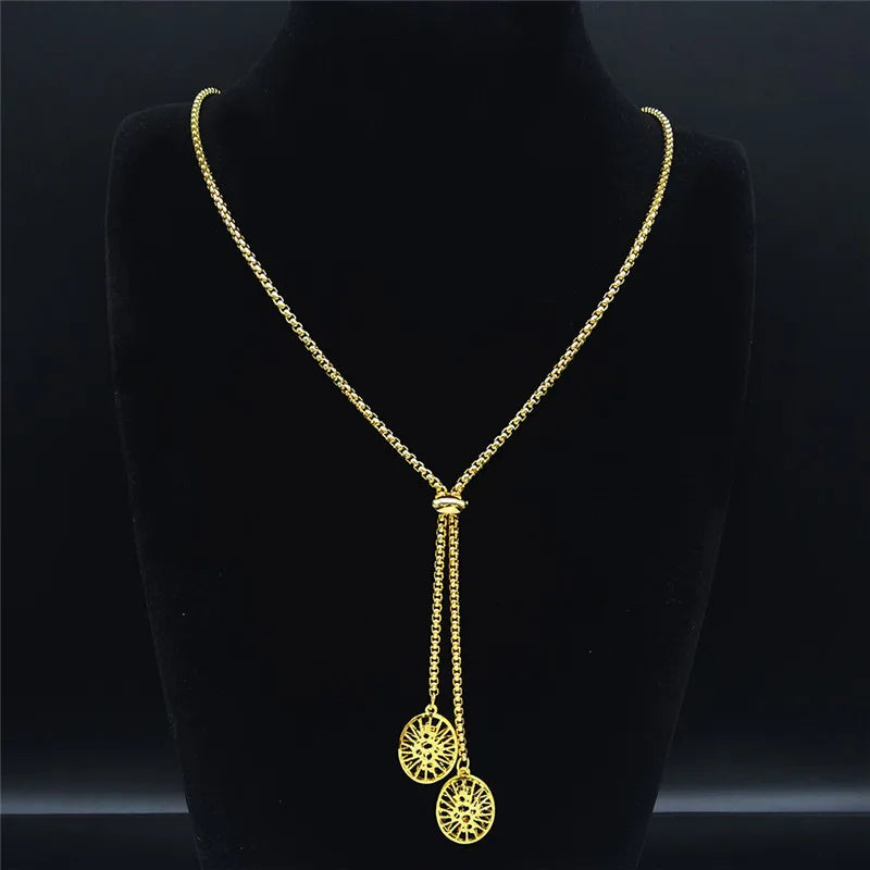 Bee Gold Statement Long Necklace — Stainless Steel