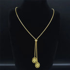 Bee Gold Statement Long Necklace — Stainless Steel