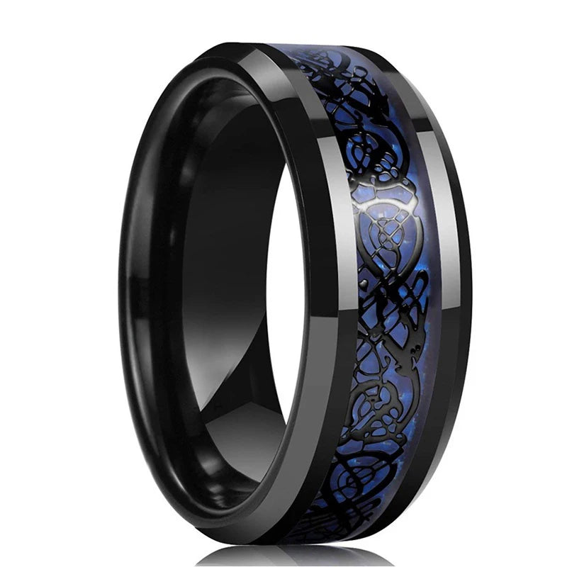 Fashion Black Stainless Steel Rings for Men With Guitar String Inlay Guitarist Ring For Musician Wedding Jewelry Drop