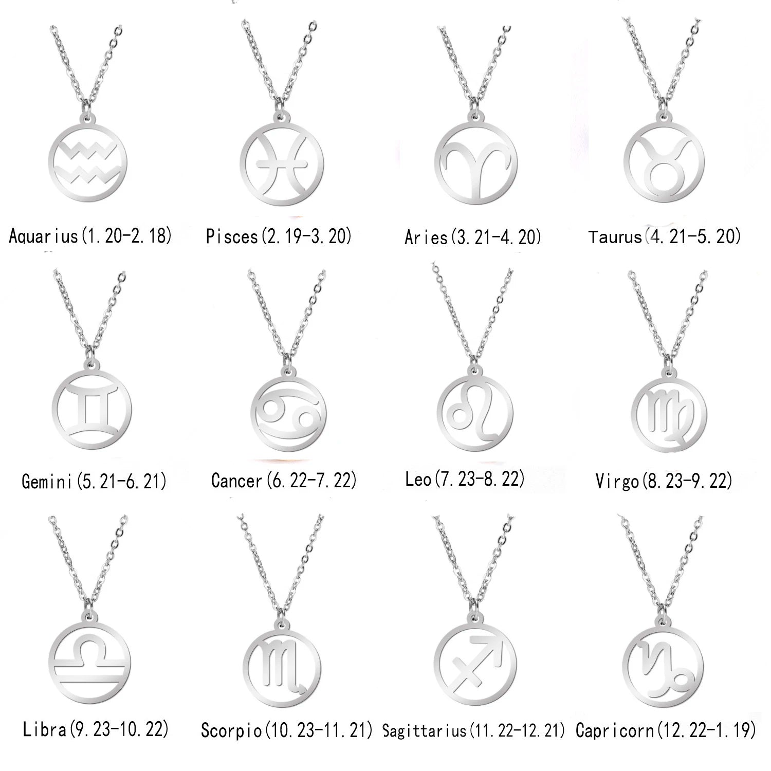 Cazador Zodiac Pendant Necklace for Women 12 Constellation Aries Pisces Gemini Chocher Stainless Steel Jewelry Gold Color Gifts