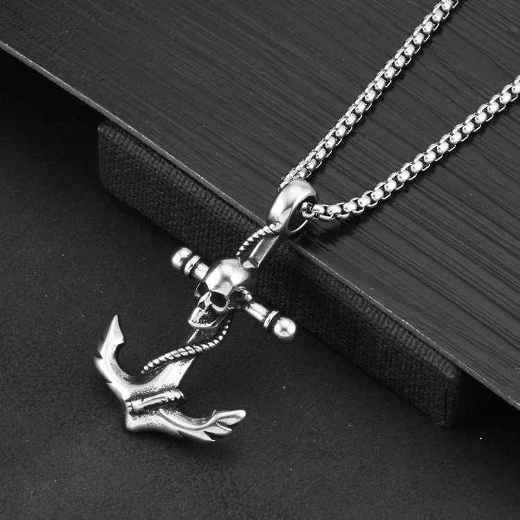 Skull Anchor Pendant — 316L Stainless Steel