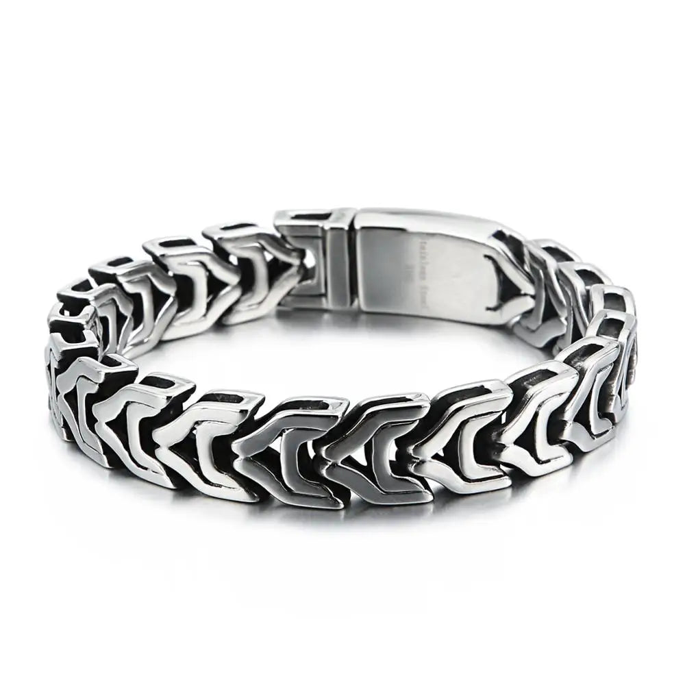 13mm Fashion Chain Bracelet For Men Stainless Steel Arrow Bracelets Silver Color