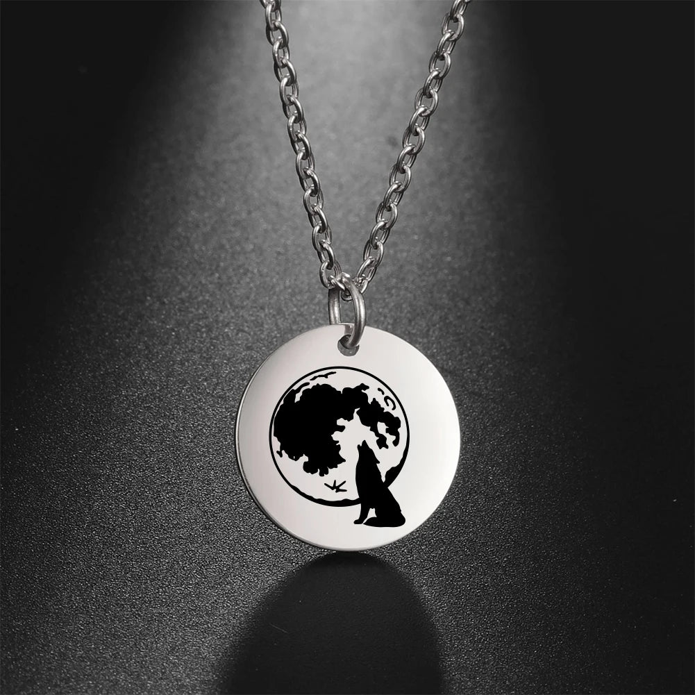 Wolf Moon Pendant Necklace — Silver