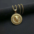 Men's Women Iced Out Cubic Zircon Bling Lion Head Necklace & Pendant Gold Silver Color Stainless Steel Hip Hop Jewelry