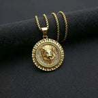 Men's Women Iced Out Cubic Zircon Bling Lion Head Necklace & Pendant Gold Silver Color Stainless Steel Hip Hop Jewelry
