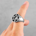 Judaism Hexagram Star of David Stainless Steel Mens Rings Religion for Male Boyfriend Biker Jewelry Creativity Gift