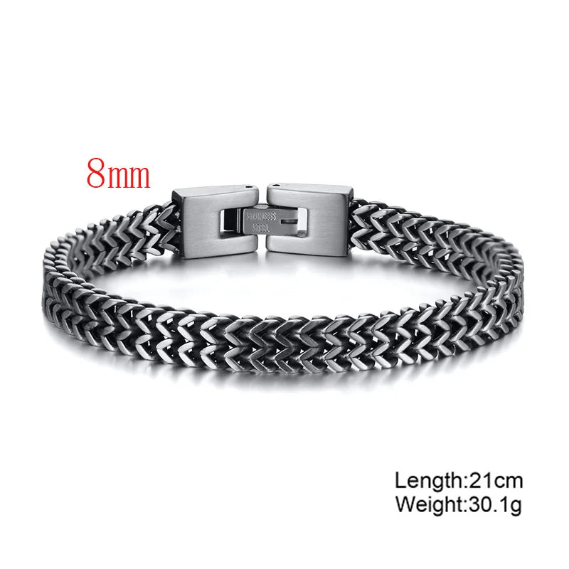Stylish Stainless Steel Bali Foxtail Chain Bracelet for Men,Double Franco Link Chain Bracelets,Male Jewelry Gift for