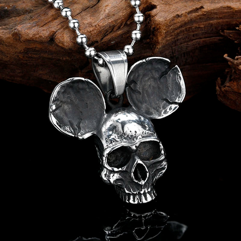 Sliding Skull Pendant Necklace — Stainless Steel