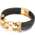 Friendship Man Bracelets Stainless Steel Braided Genuine Leather Wristband Boys Cuff Bracelet Men Jewellery Gifts For