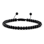 Beaded Bracelet 4 6 8mm Natural Stone Shiny Black Onyx Beads Bracelets & Bangles Adjustable Size Obsidian Wrist Jewelry