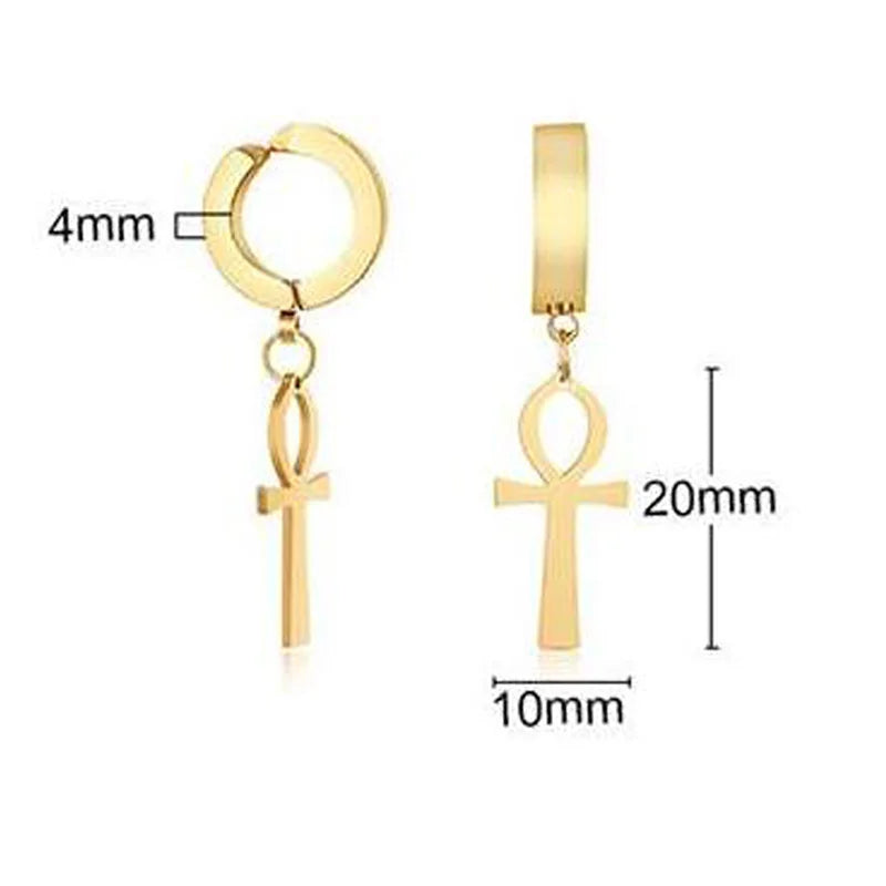 Cross Mini Huggie Hoop Earring — Stainless Steel