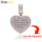 Iced Out Heart Locket Pendant — Silver CZ