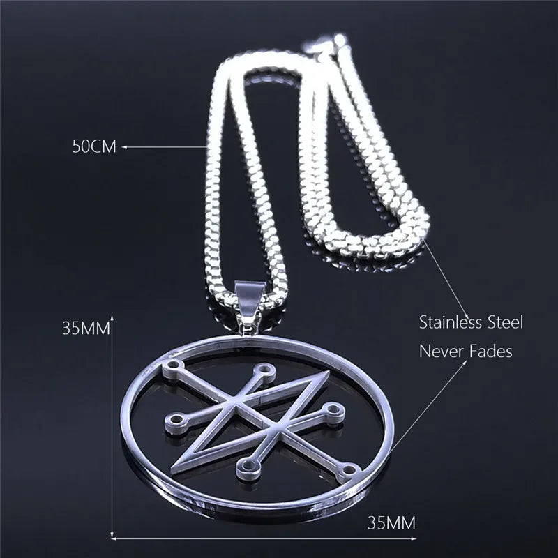 Azazel Sigil Silver Pendant Necklace — Stainless Steel