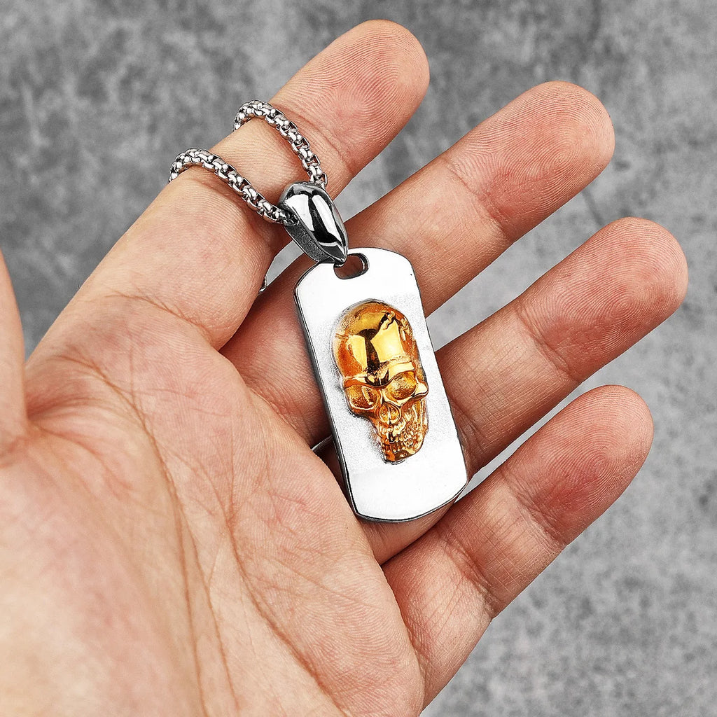 Golden Devil Skull Pendant Necklace — Stainless