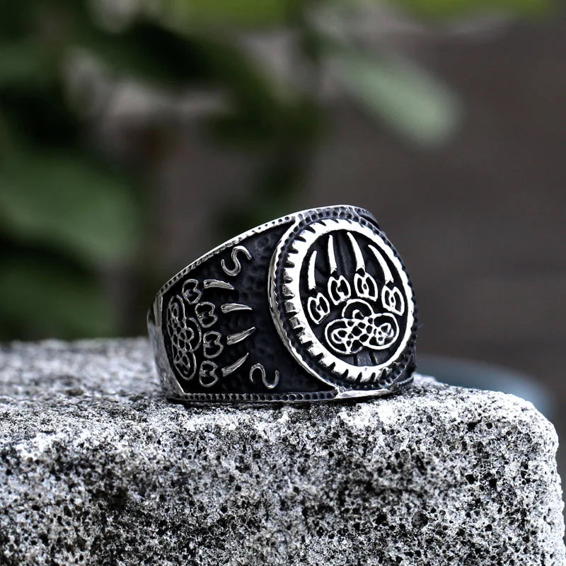 Fashion Viking Rune Pattern Bear claw Celtic knot Ring Stainless Steel Mens Punk Jewelry BR8-739