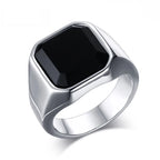 Vnox Stylish Signet Rings for Men, Male Pinky Ring with Black Square CZ Stone,Gold Color Stainless Steel Metal Jewelry