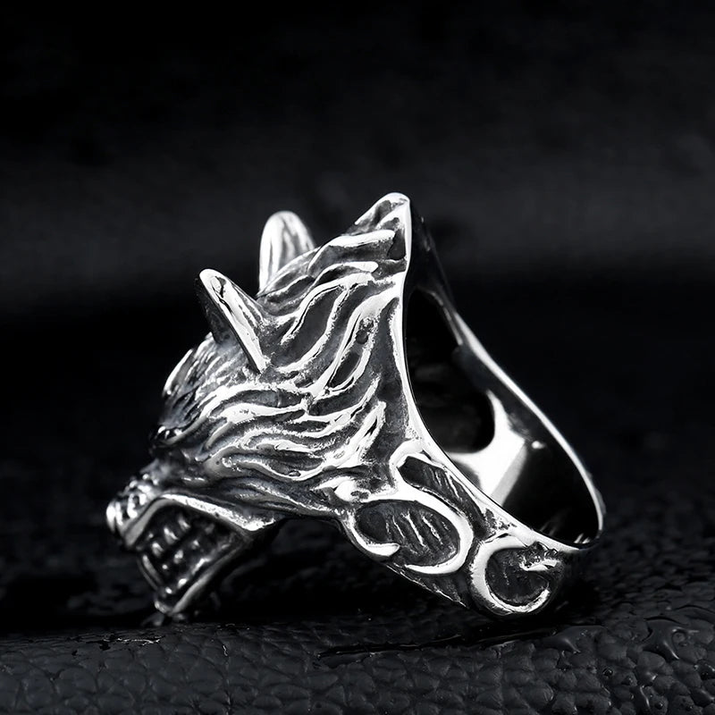 5 Styles Vintage Punk Wind Wolf Bull Ring Lizard Spartan Mask Rings Rock Hip Hop Men's Ring Jewelry Drop Shipping
