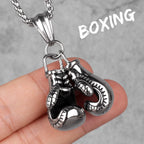 Fitness Gym Bodybuilding Boxing Gloves Stainless Steel Men Necklaces Pendants Chain for Boyfriend Male Jewelry Gift