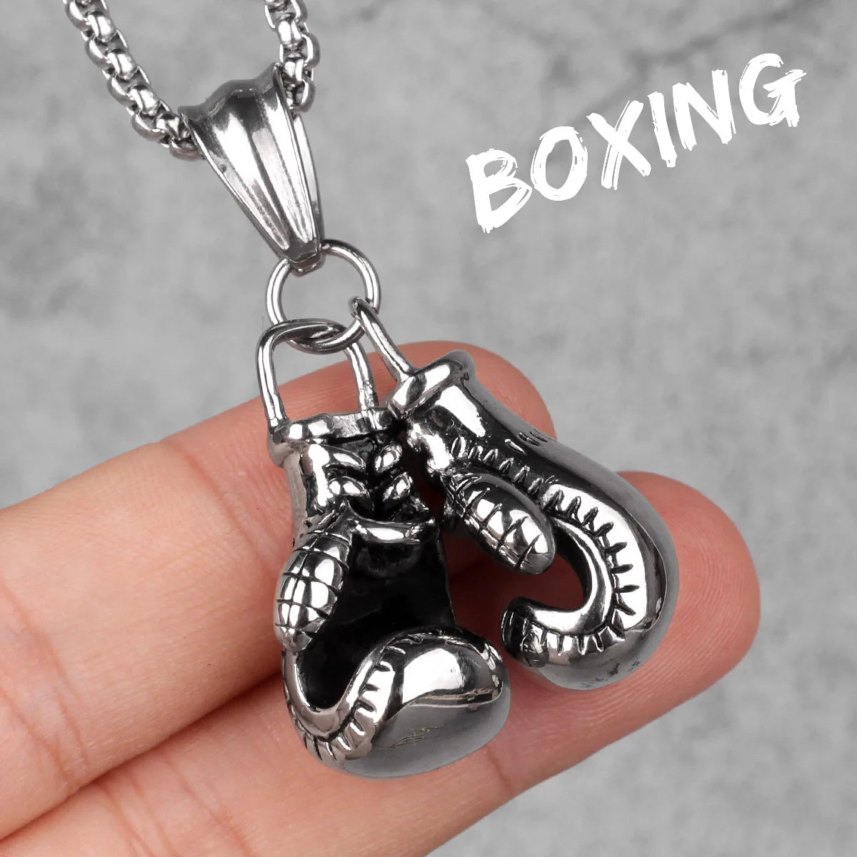 Fitness Gym Bodybuilding Boxing Gloves Stainless Steel Men Necklaces Pendants Chain for Boyfriend Male Jewelry Gift