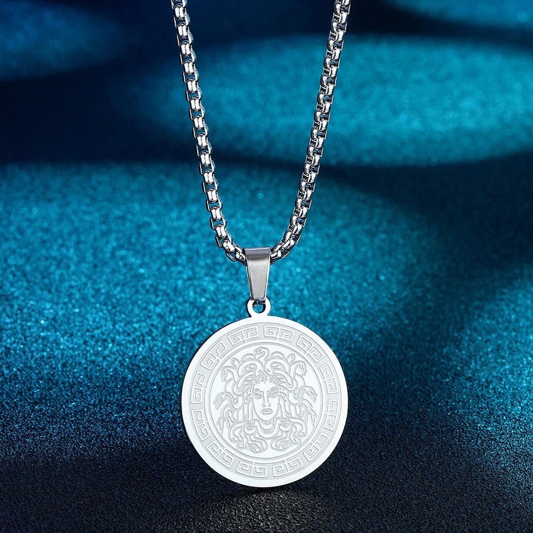 Chandler Medusa Necklace Greek Mythology Ancient Greek Symbol Medusa Pagan Dainty Charm Medusa Charm Stainless Steel