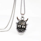 Japanese Ukiyoe 316 Stainless Steel Evil Oni Noh Hannya Ja Pendant Necklace Wallet Charm Chain Halloween Devils Night