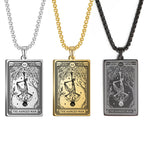 Dawapara Skeleton Tarot Necklace Amulet Marigold Tarot Card Major Arcana Necklaces Halloween Gift Stainless Steel