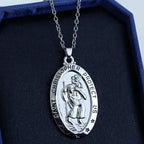 Trendy St. Christopher Pattern Oval Pendant Necklace Women's Necklace Fashion Clavicle Chain Pendant Accessories Party