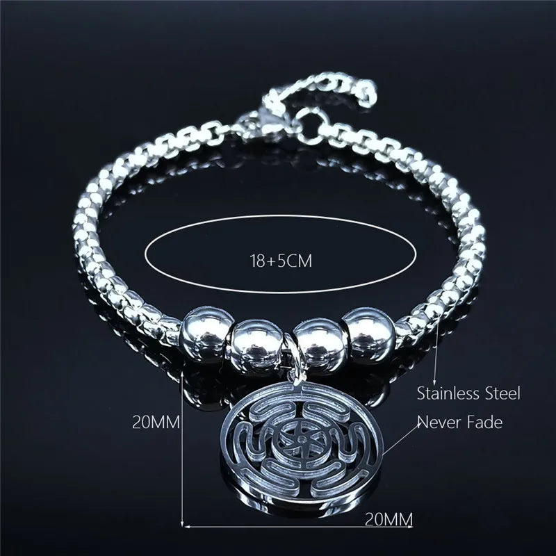 Steel Bracelet Hekate Wheel Strophalos Hecate