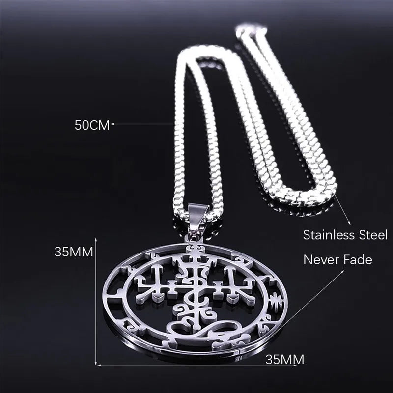 Satan Symbol Silver Pendant Necklace — Stainless Steel