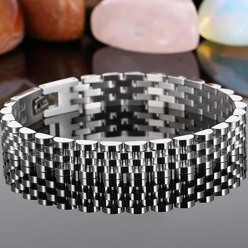 Stainless Steel Bracelet for Man Women 10MM Wide Length Adjustable Link Chain Men's Bracelets Jewellery Mannen Armband