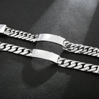 Name Bar ID Bracelet for Men Stainless Steel Cuban Curb Link Chain Customized Logo Engraved Men's Wrist Bracelets