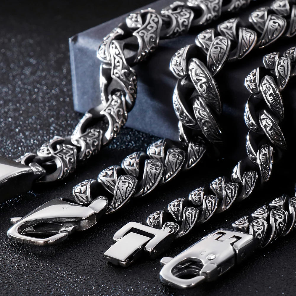 Vintage Heavy Stainless Steel Bracelet For Man Men's Link Chain Bracelets Metal Bangles Armband Hand Jewelry Gifts For