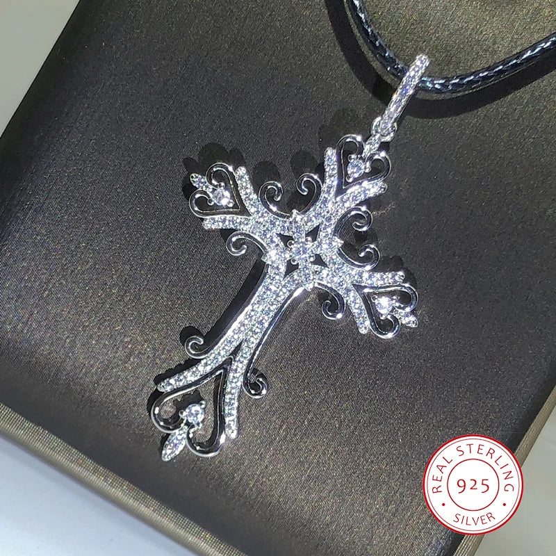 925 Silver Gothic Dark Cross Pendant