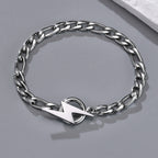 Stainless Steel Lightning Bolt Figaro Chain Bracelet for Men Jewelry