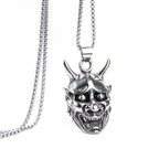 Japanese Ukiyoe 316 Stainless Steel Evil Oni Noh Hannya Ja Pendant Necklace Wallet Charm Chain Halloween Devils Night