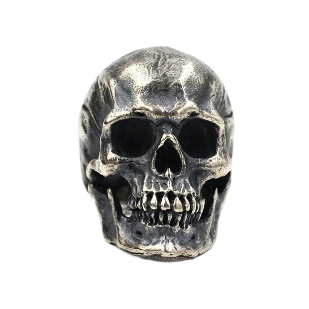 BOCAI New Real s925 Pure Silver Jewelry Accessories Handmade Retro Personality Domineering Punk Tough Guy Big Skull Man Ring