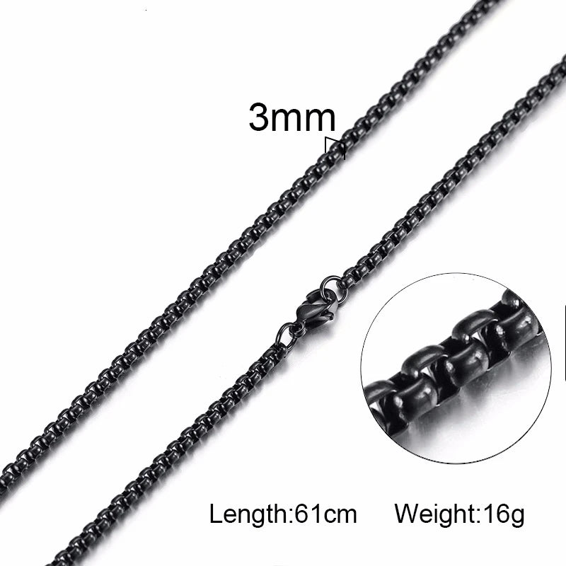 Two-Tone Round Box Chain Necklace — Stainless Steel