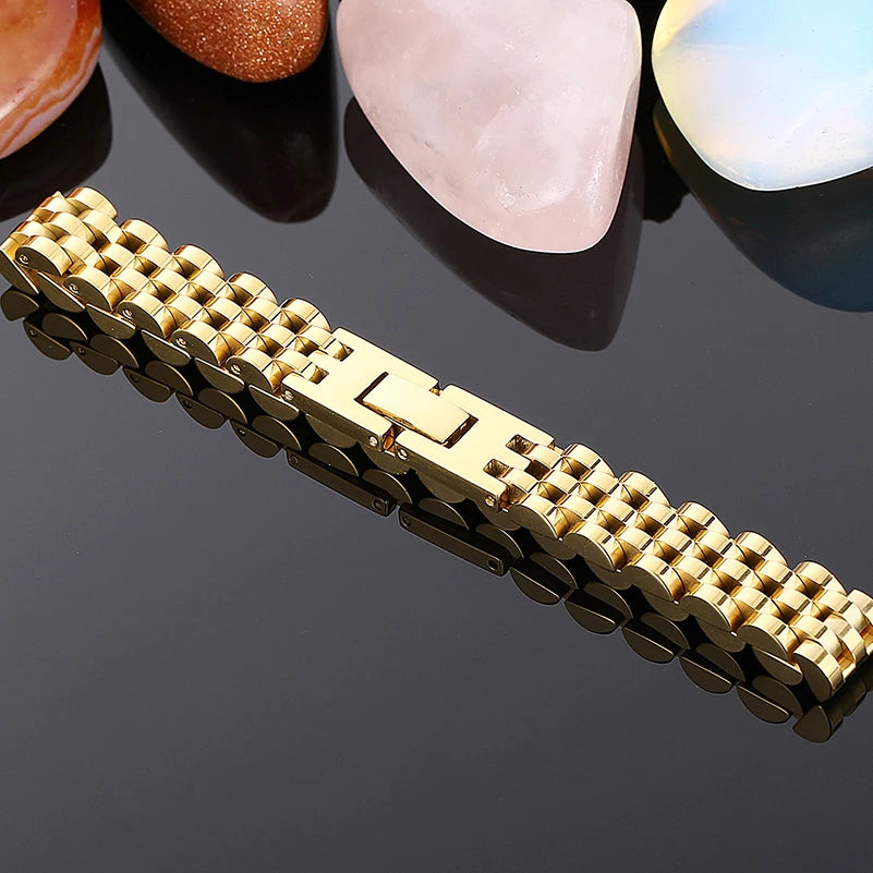 Stainless Steel Bracelet for Man Women 10MM Wide Length Adjustable Link Chain Men's Bracelets Jewellery Mannen Armband