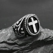 Vintage Christian Cross Jesus Ring — Stainless Steel