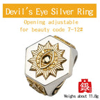 Devil Eyes Hexagon Masonic Ring — Silver-Tone