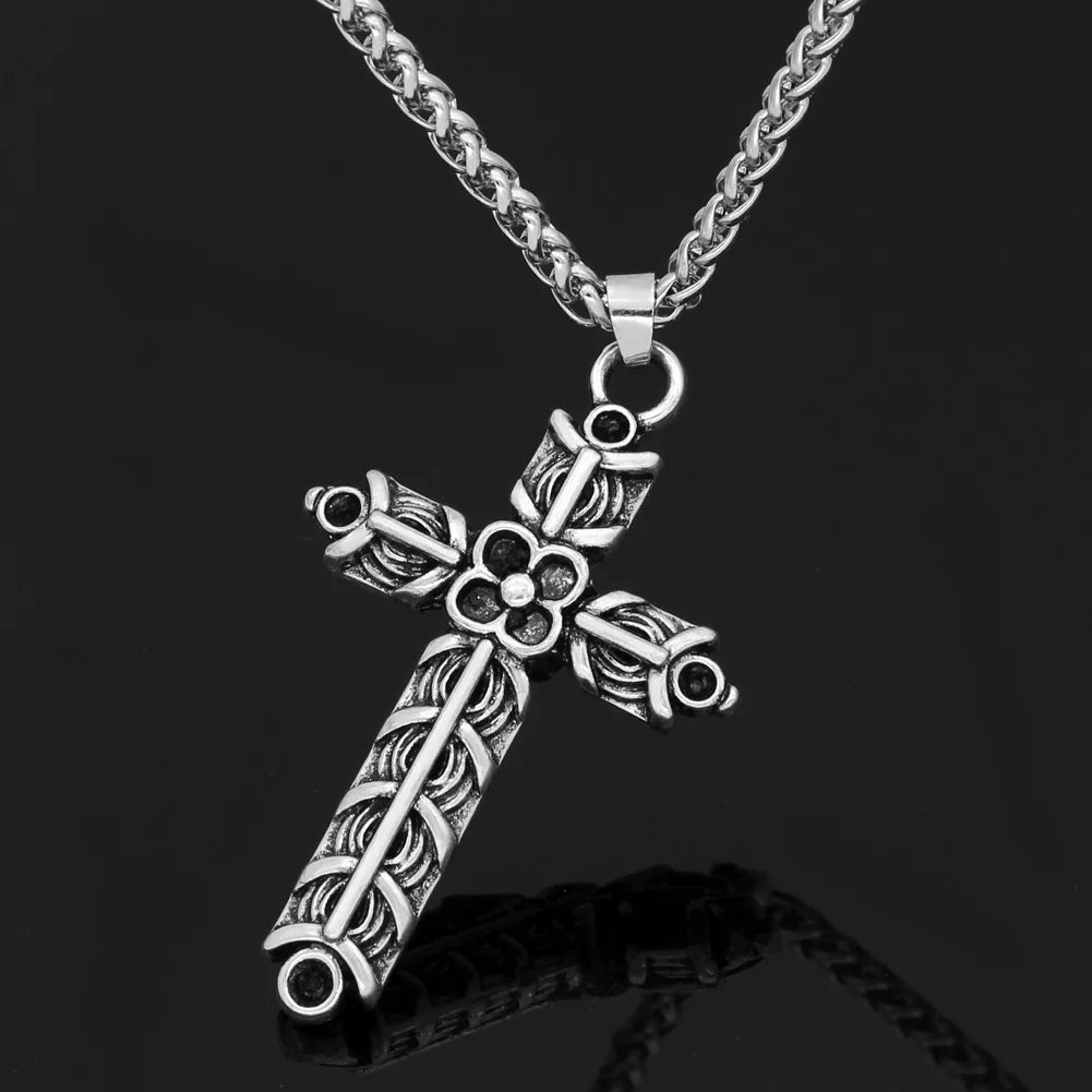 Nordic Viking Cross Amulet Double Sided Necklace — Zinc Alloy