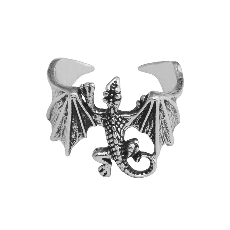 Ring for Women Girls Dragon Snake Fashion Men Jewelry Vintage Ancient Silver Color Punk Hip Hop Adjustable Locomotive