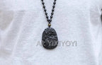 Beautiful Chinese Handwork Natural Black Obsidian Carved Coin Toad PiXiu Blessing Lucky Amulet Pendant + Beads Necklace