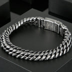 Vintage Man Bracelet 11MM Ancient Black Stainless Steel Men's On Hand Chain Bands Bracelets Male Jewelry Iron Mannen