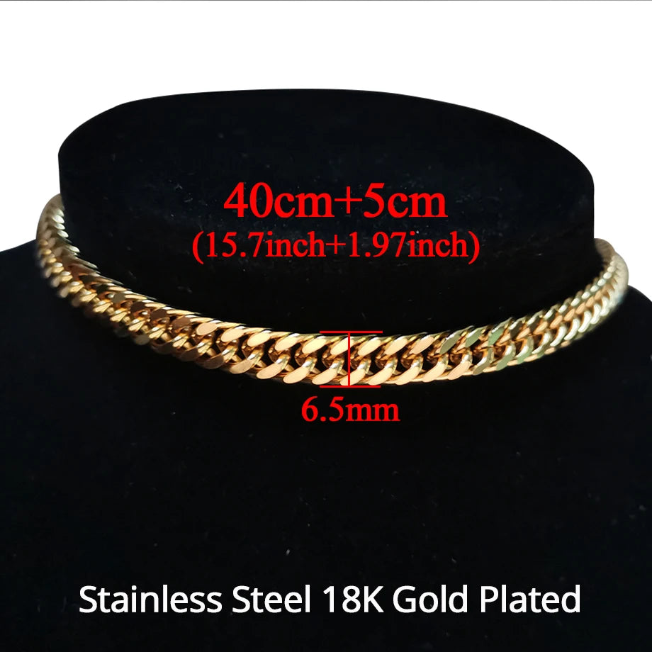 Punk Cuban Link Choker Necklace Collar Statement Chunky Stainless Steel Gold Color Thick Chain Necklace For Men Women Jewelry