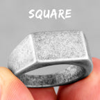 Retro Simple Square Bullet Stainless Steel Mens Rings Vintage Rustic for Male Boyfriend Biker Jewelry Creativity Gift