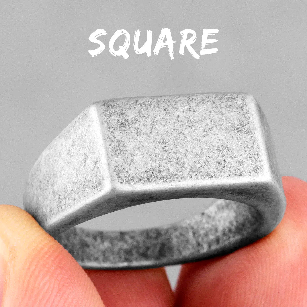 Retro Simple Square Bullet Stainless Steel Mens Rings Vintage Rustic for Male Boyfriend Biker Jewelry Creativity Gift