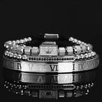 Luxury Royal King Crown Men Bracelets Roman Numeral Bracelet Unique Design Braided Adjustable Bangle Pulseira