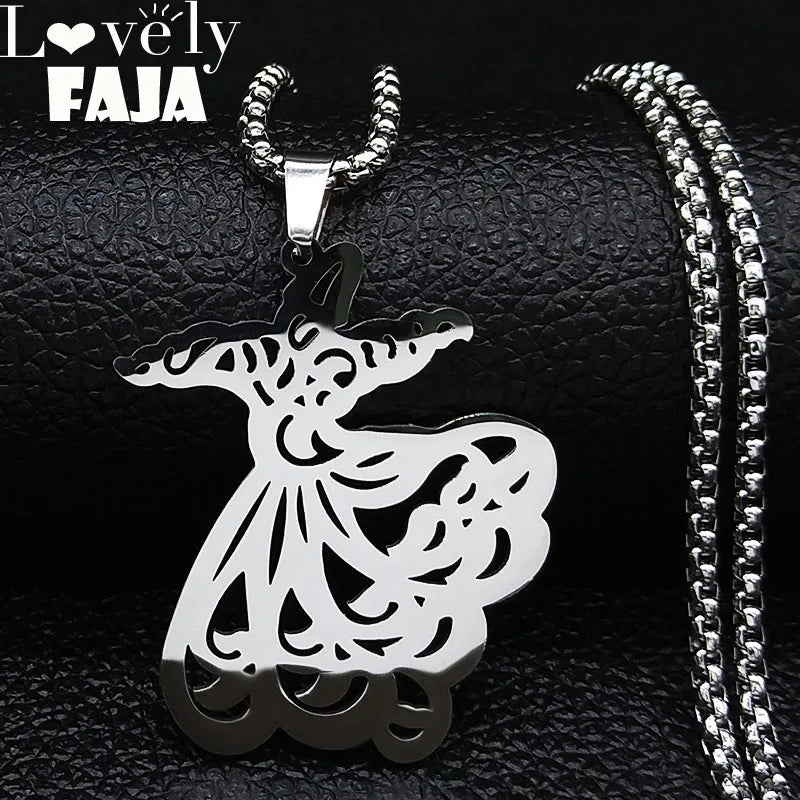 Persian Dance Pendant Necklace — Silver